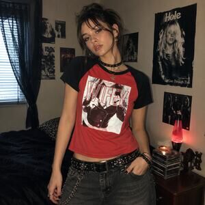 Take That Wifey Graphic Raglan Womens Tshirt Sz M Y2K Grunge Concert Street Red